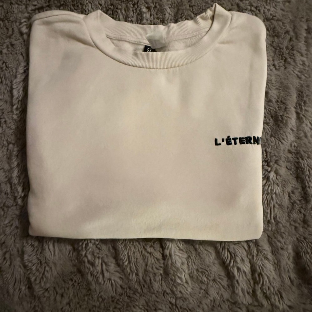 Cream Crew Neck Sweater with Logo